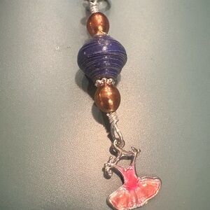 Elegant Blue and Copper ballerina dress zipper pull